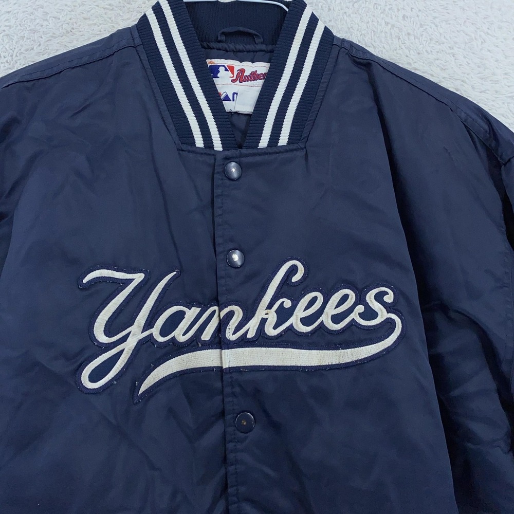 Vintage New‎ York Yankees Jacket Mens XL MLB Baseball Script Majestic 90s Bomber